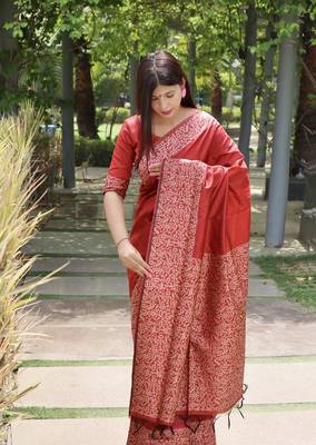 Banglori Raw Silk Saree With Designer Border And Rich Pallu And Running Blouse Piece 2