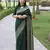 Green Contrast Thread Work Raw Silk Saree Set