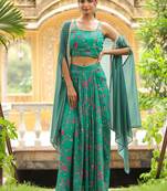 Green Casual Skirt and Top Set for Women