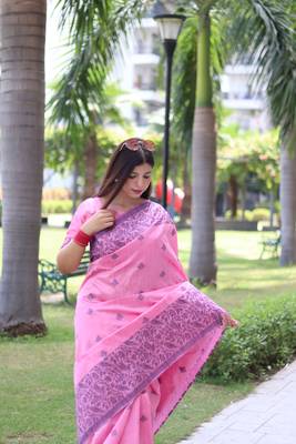 Banglori Raw Silk Saree With All Over Weaving Butties And Weving Pallu With Running Blouse Piece 3