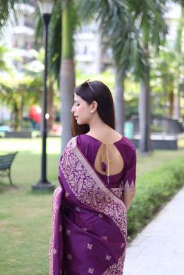 Banglori Raw Silk Saree With All Over Weaving Butties And Weving Pallu With Running Blouse Piece 4