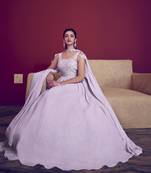 Lavender thread and sequince embroidered work georgette anarkali salwar suit with fancy shoulder dupatta stitched gown