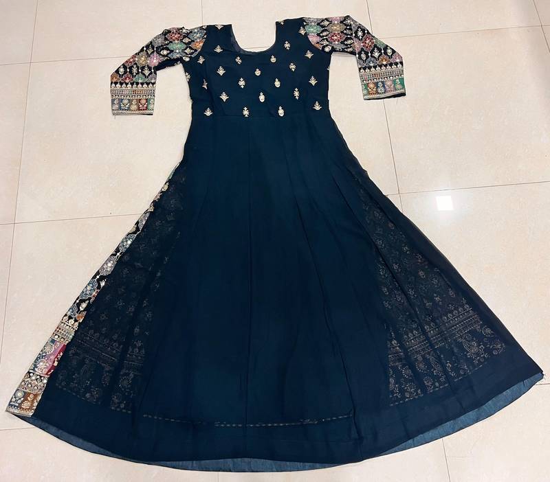 Multi Embroidered Georgette Free Size Stitched Anarkali Salwar Suit