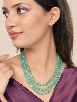 green beaded hand crafted  necklace for women & girls 1