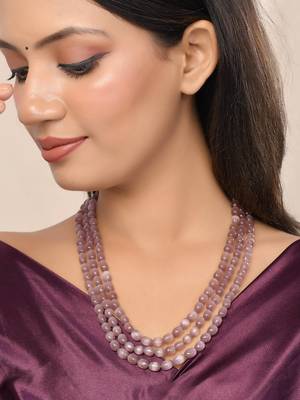 pink beads hand crafted necklace for women 1