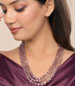 pink beads hand crafted necklace for women