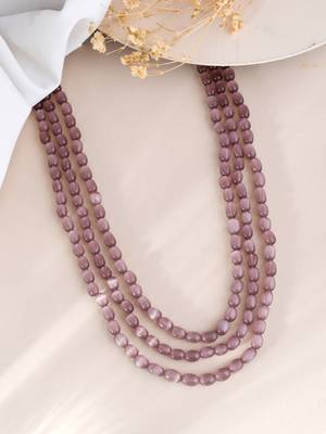 pink beads hand crafted necklace for women 2