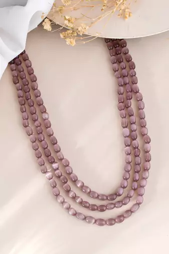 pink beads hand crafted necklace for women