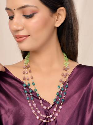 Multi beads &  gold-plated beaded  hand crafeted necklace 1