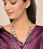 Multi beads &  gold-plated beaded  hand crafeted necklace