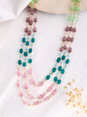 Multi beads &  gold-plated beaded  hand crafeted necklace 2