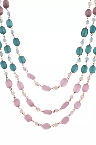 Multi beads &  gold-plated beaded  hand crafeted necklace