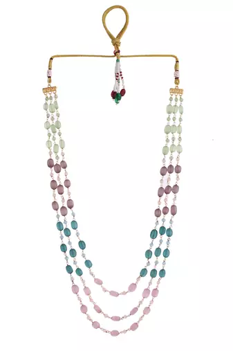 Multi beads &  gold-plated beaded  hand crafeted necklace