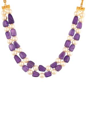 White pearl and blue beaded necklace for women & girls 4