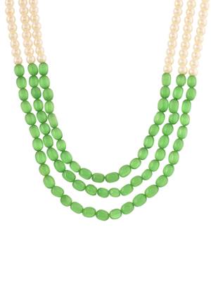white pearl and green bead necklace for women & girls 3