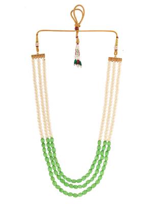 white pearl and green bead necklace for women & girls 4