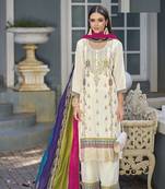 CREAM EMBROIDERY SCHINON   PARTY WEAR SUIT SET