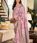 Lavender Designer Digital Printed Soft silk blend Saree With Blouse