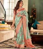 Green Designer Digital Printed Soft silk blend Saree With Blouse