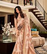 Cream Designer Digital Printed Soft silk blend Saree With Blouse