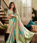 Multicolor Designer Digital Printed Soft silk blend Saree With Blouse