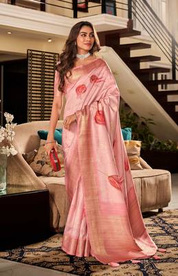 Light Pink Designer Digital Printed Soft silk blend Saree With Blouse 1