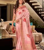 Light Pink Designer Digital Printed Soft silk blend Saree With Blouse