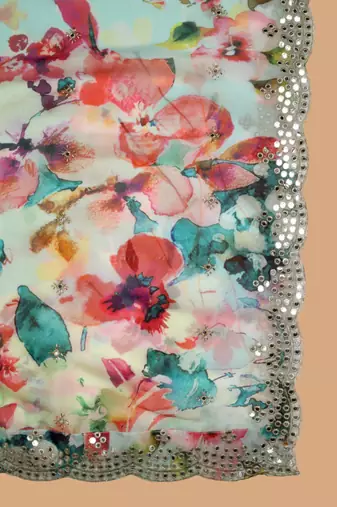 Digital print orgenza sequnce work dupatta for women and girls to wear on gown chaniya choli kurti etc