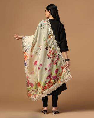 Digital print orgenza sequnce work dupatta for women and girls to wear on gown chaniya choli kurti etc 3