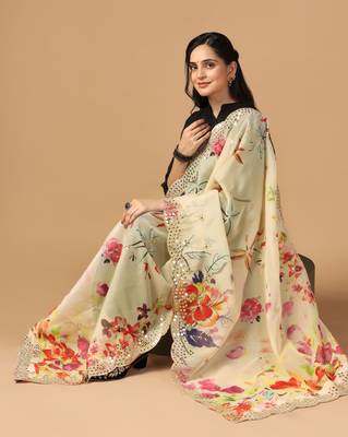 Digital print orgenza sequnce work dupatta for women and girls to wear on gown chaniya choli kurti etc 4