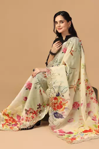 Digital print orgenza sequnce work dupatta for women and girls to wear on gown chaniya choli kurti etc