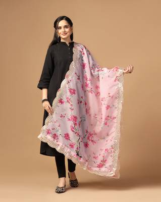 Digital print orgenza sequnce work dupatta for women and girls to wear on gown chaniya choli kurti etc 1
