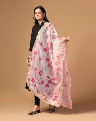 Digital print orgenza sequnce work dupatta for women and girls to wear on gown chaniya choli kurti etc 2