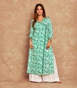 Cotton  printed women's angrakha - green