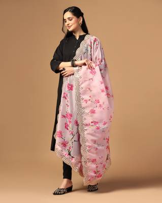 Digital print orgenza sequnce work dupatta for women and girls to wear on gown chaniya choli kurti etc 3