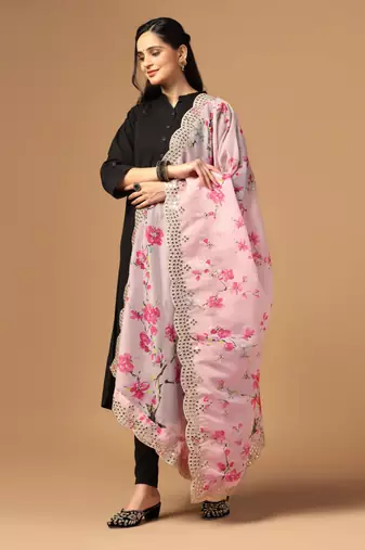 Digital print orgenza sequnce work dupatta for women and girls to wear on gown chaniya choli kurti etc