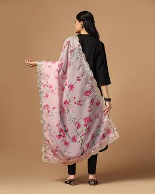Digital print orgenza sequnce work dupatta for women and girls to wear on gown chaniya choli kurti etc 4