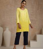 Rayon  solid women's short kurta - yellow