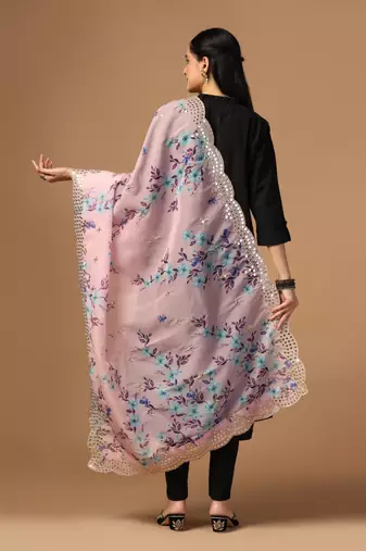 Digital print orgenza sequnce work dupatta for women and girls to wear on gown chaniya choli kurti etc