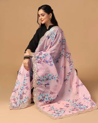 Digital print orgenza sequnce work dupatta for women and girls to wear on gown chaniya choli kurti etc 4