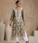 Rayon  printed women's long kurta - multicolor