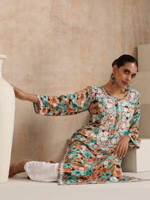 Rayon  printed women's long kurta - multicolor 3
