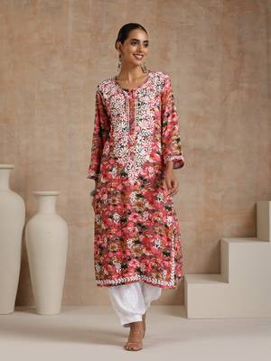 Rayon  printed women's long kurta - multicolor 1