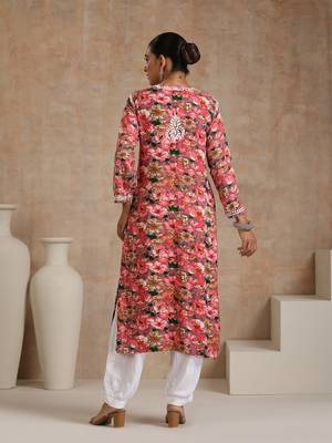 Rayon  printed women's long kurta - multicolor 2