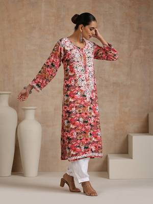 Rayon  printed women's long kurta - multicolor 3