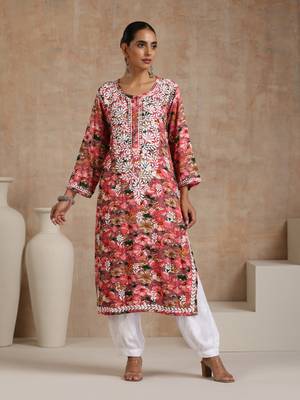 Rayon  printed women's long kurta - multicolor 4
