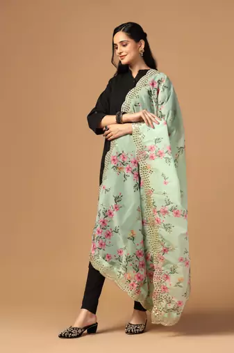 Digital print orgenza sequnce work dupatta for women and girls to wear on gown chaniya choli kurti etc