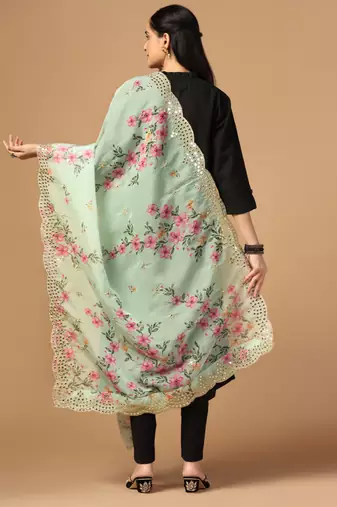 Digital print orgenza sequnce work dupatta for women and girls to wear on gown chaniya choli kurti etc