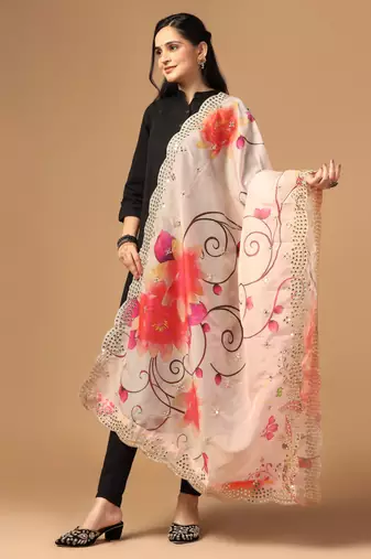 Digital print orgenza sequnce work dupatta for women and girls to wear on gown chaniya choli kurti etc