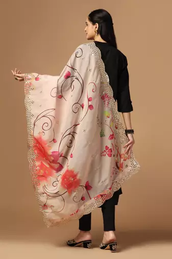 Digital print orgenza sequnce work dupatta for women and girls to wear on gown chaniya choli kurti etc